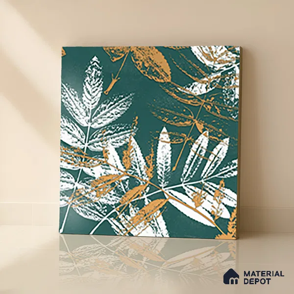 Floral Wall Tile TL 07249 C Plana 8007 GLM (Gold) 1 ft x 1 ft Ceramic Matte Finish - 9 mm  | 2 mm Spacer is Mandatory | Please Expect a Slight Variation of Pattern (Sample)